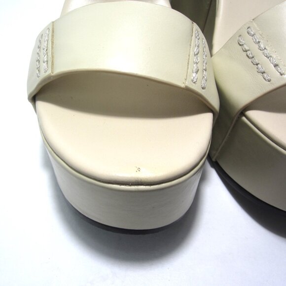 Zara SRPLS Collection NEW Women's Size 6.5 37 Cream Platform Leather Sandals - Picture 14 of 16